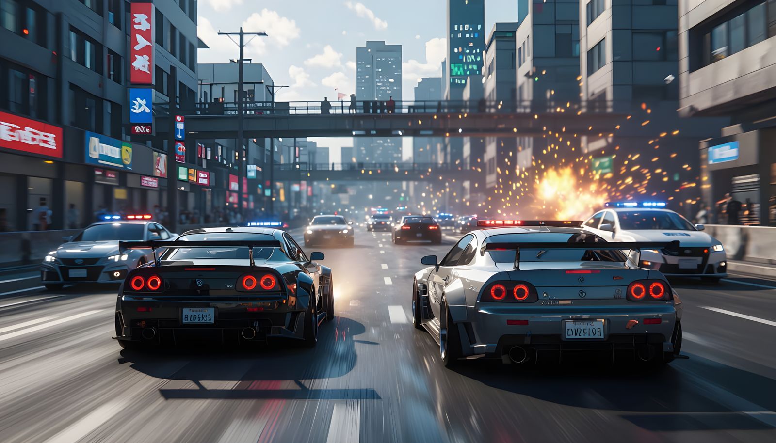 JDM Cars in High-Speed Chase with Police