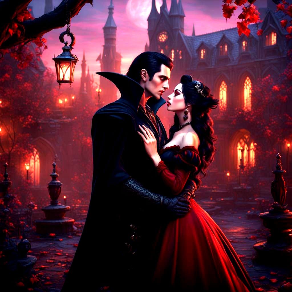 Vampire and Witch in Love: Fantasy Concept Art