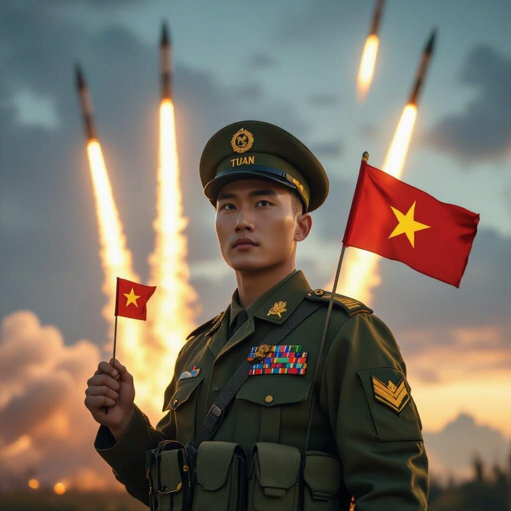 Vietnamese Soldier in Air Defense Uniform