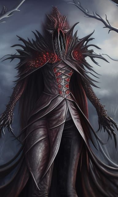 Bloodborne Dragon Skull Lady in Cubist Style