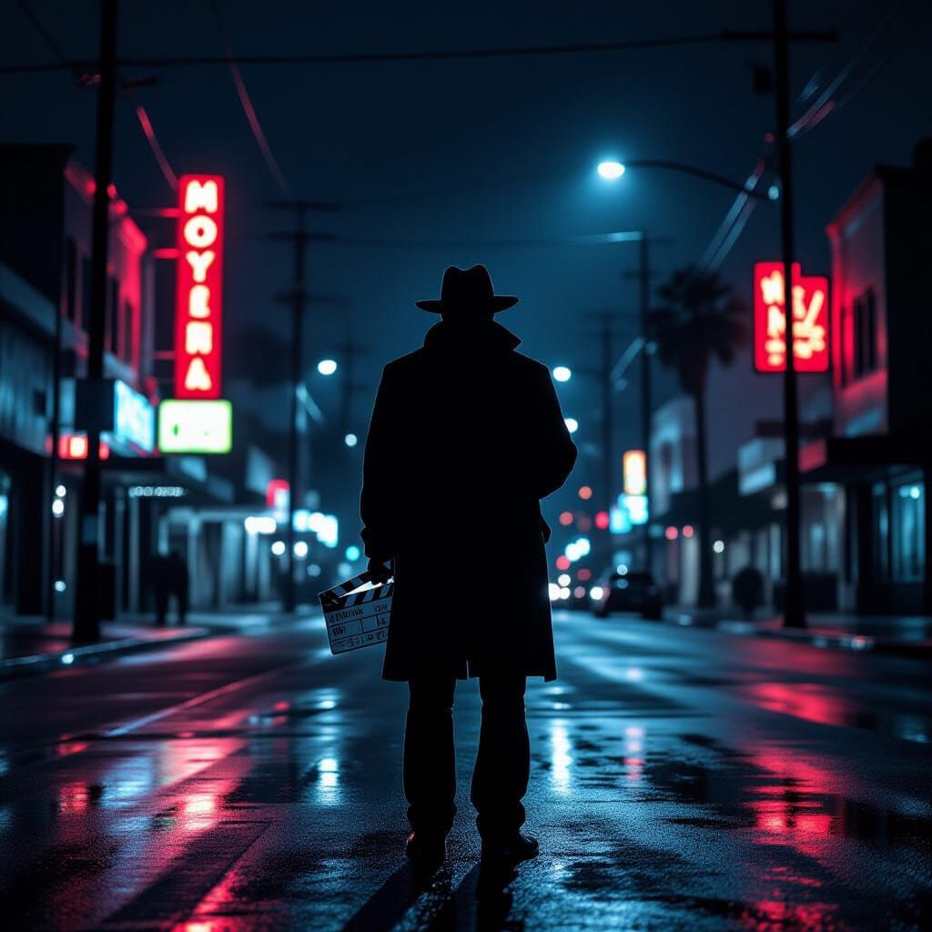 Lonely Director on Midnight Hollywood Street