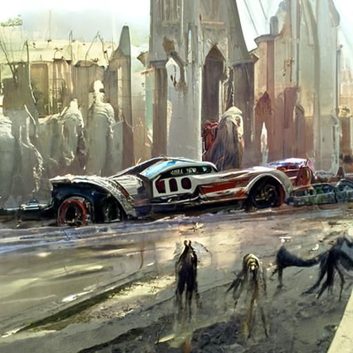 Mustang in Dark Gothic Horror Style