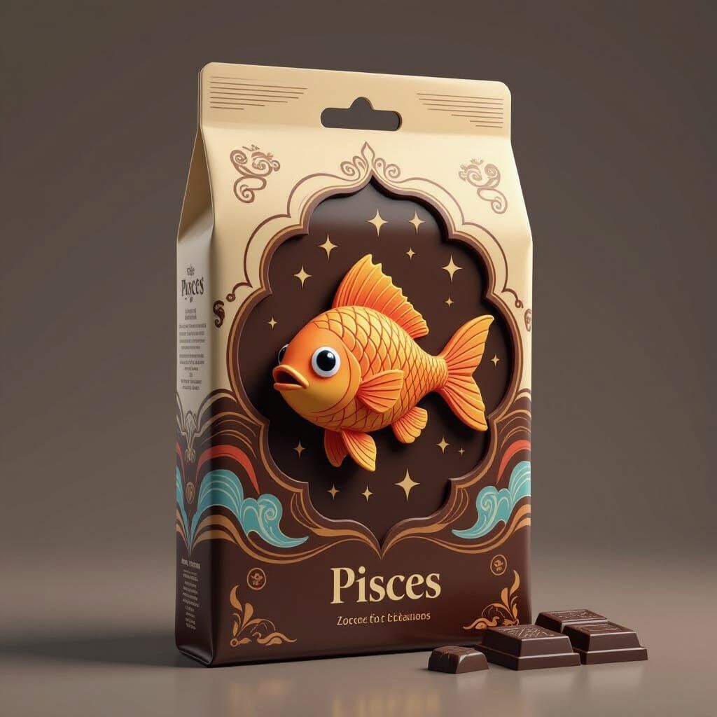 Enticing Chocolate Packaging With Funny Pisces Zodiac Art