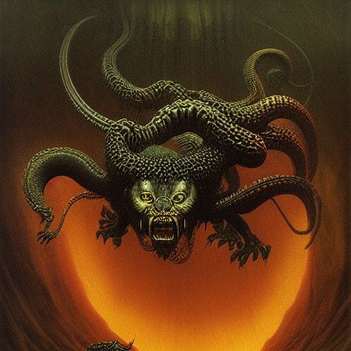 Menacing Manticore Portrait in Dark Fantasy Style