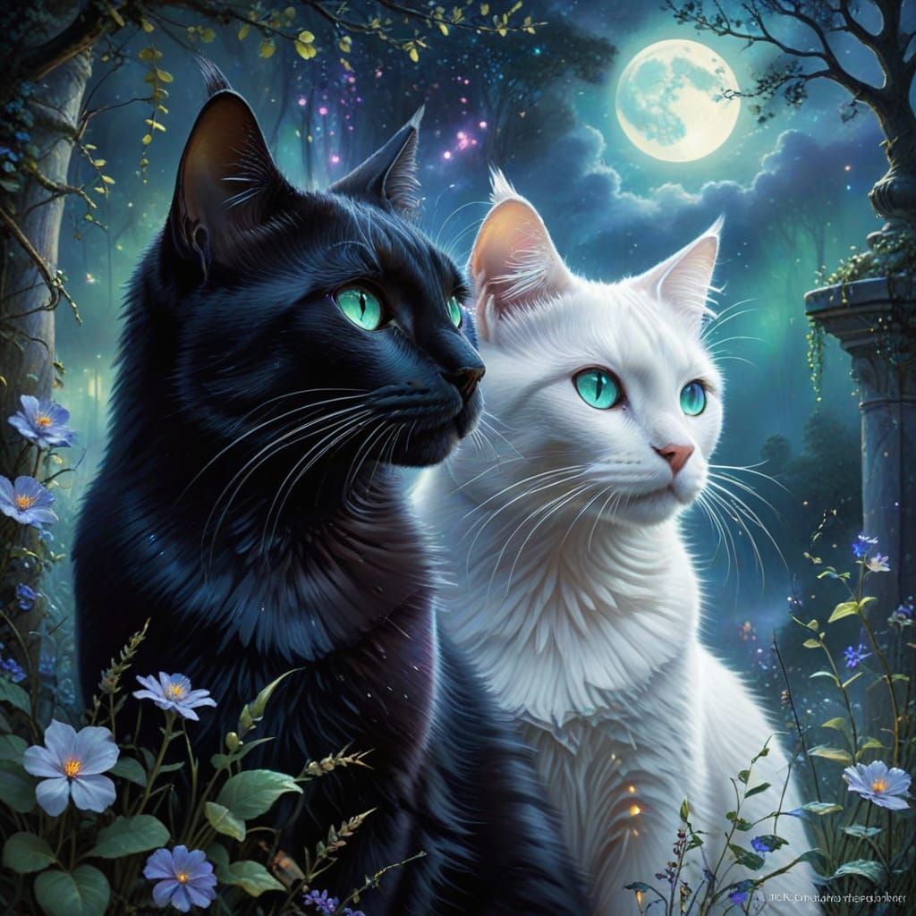 Whimsical Felines in Enchanted Dreamscape