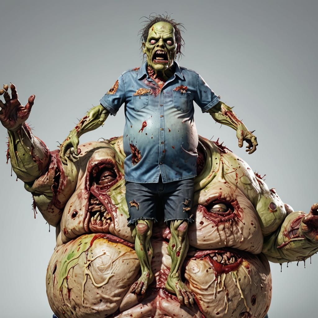 Cartoon Zombie Close-Up in 3D