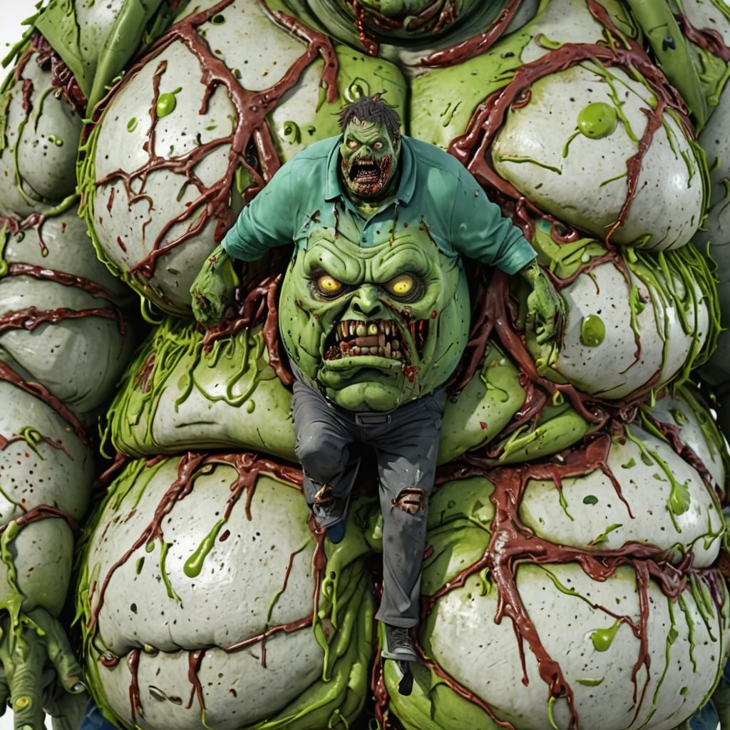 Cartoon Zombie Close-Up in CGI Style