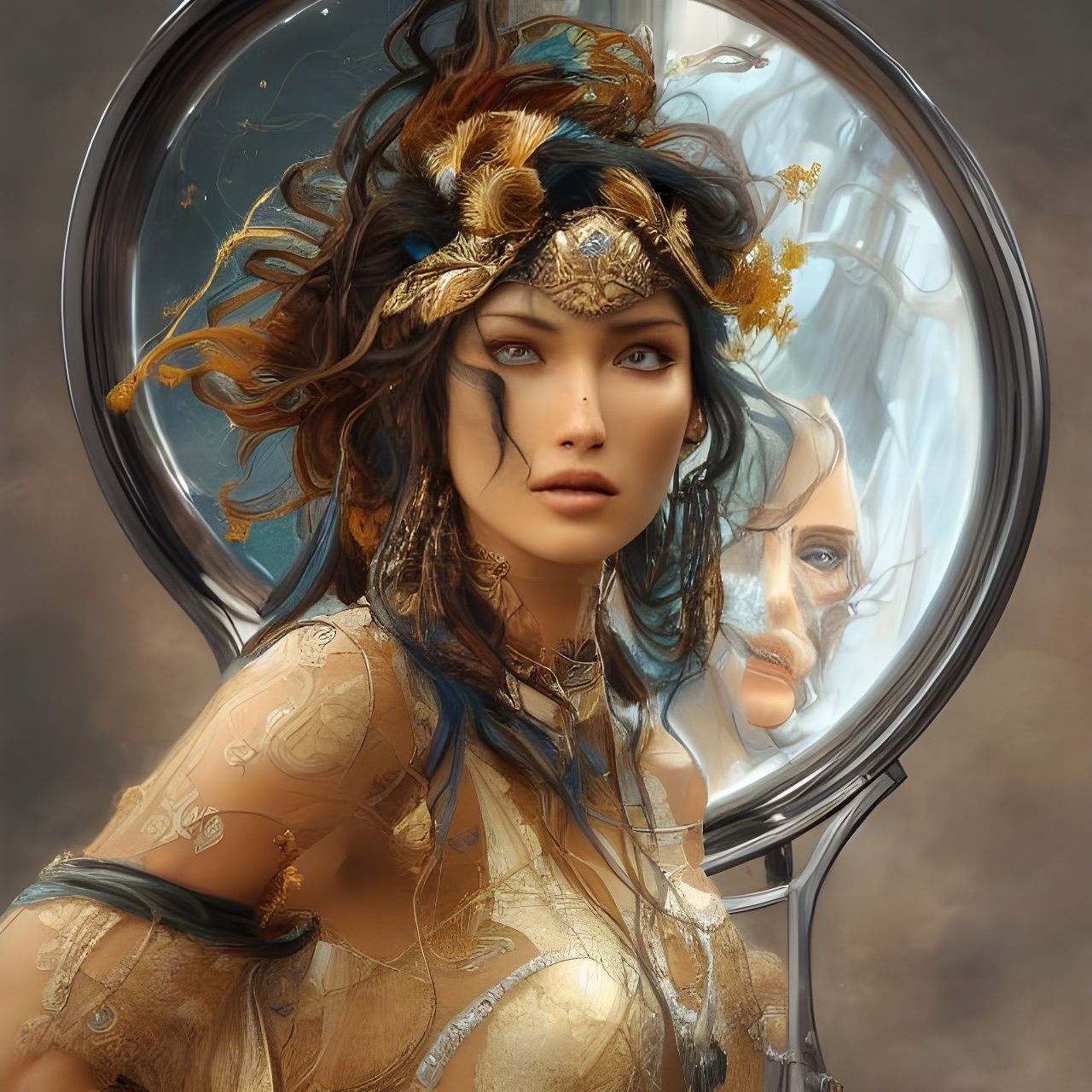 Gipsy and Reflection: Fantasy Portrait in Triadic Colors