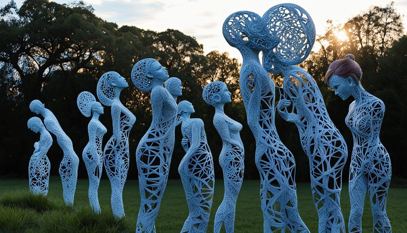 Surreal Collage of Women with Bio Art Elements in a Sunset L...