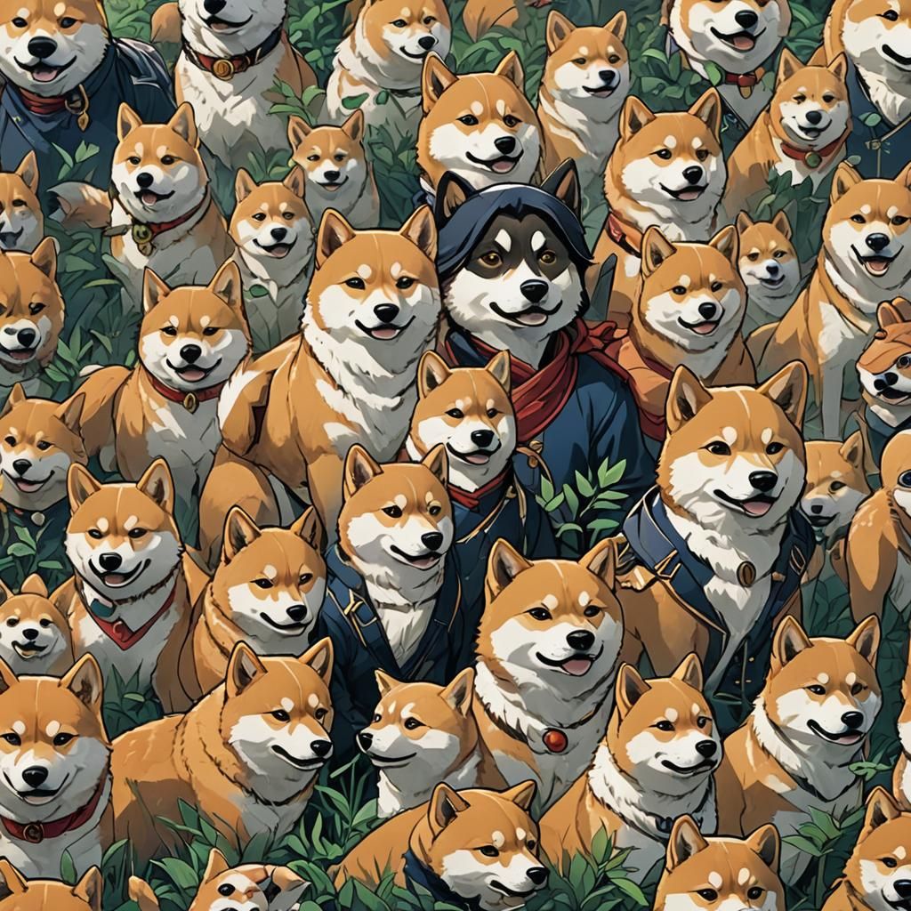 NAFO Shiba Inu Dog in Anime Style