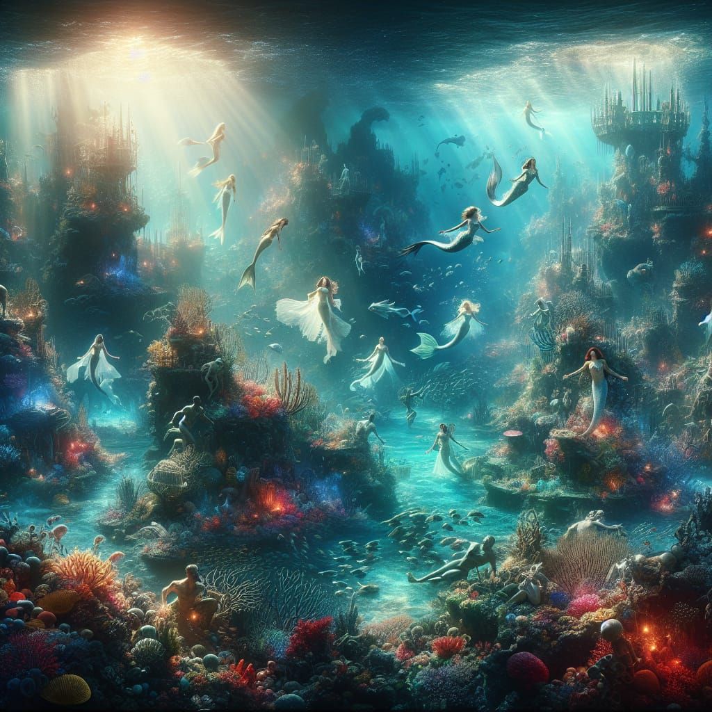 Underwater Kingdom of Mermaids and Sunken Treasure