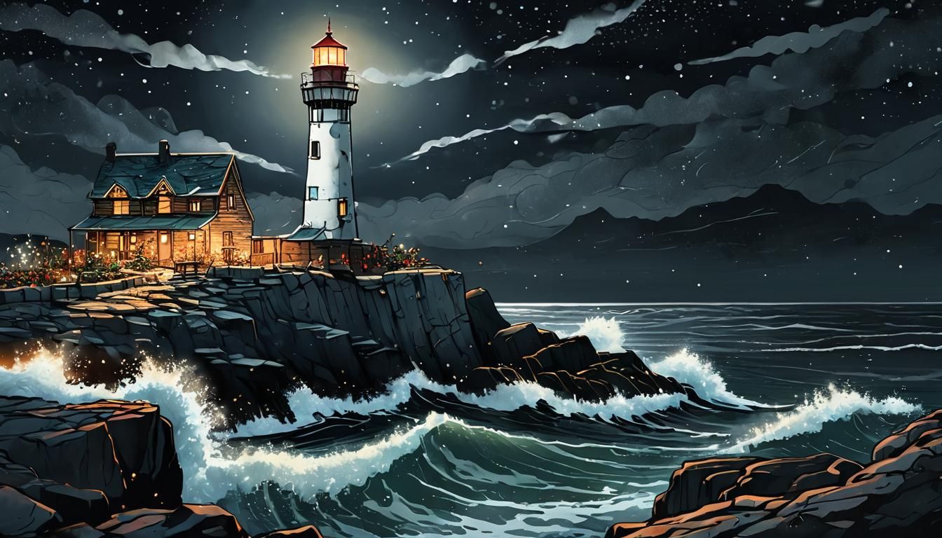 Festive Lighthouse Radiates Holiday Warmth