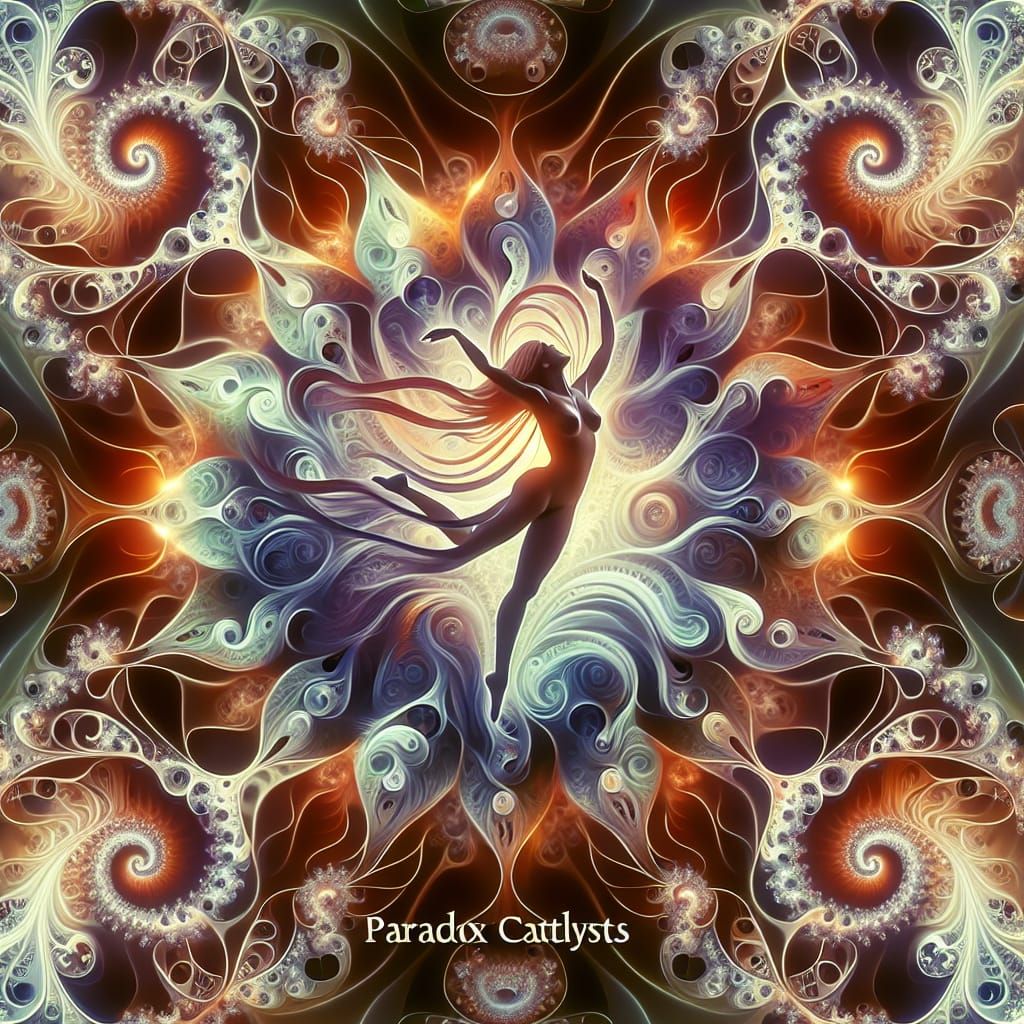 Mystical Dance of Paradox: A Fantasy Art Nouveau Vision