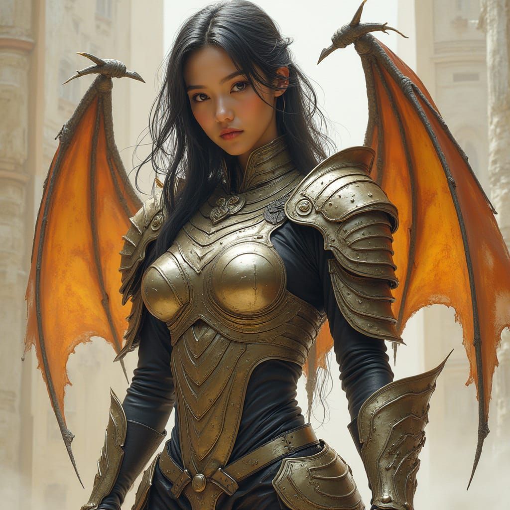 Heroic Figure in Dragon Armor, Digital Art
