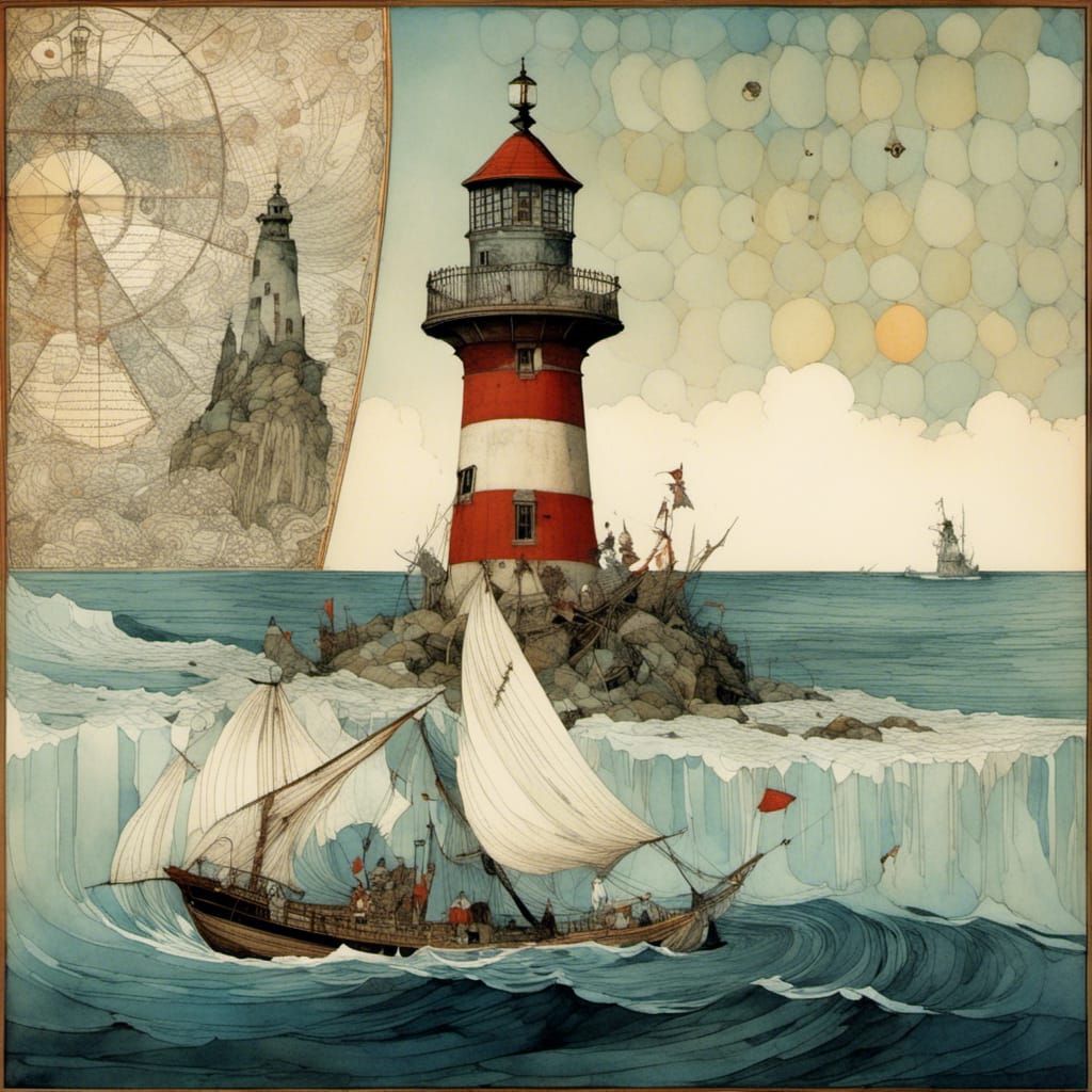 Lighthouse Collage in Vintage Style