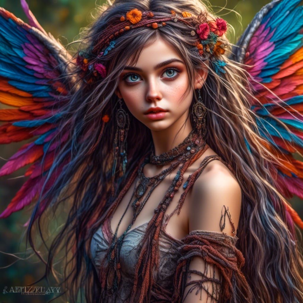 Beautiful Punky Angel with Expressive Eyes