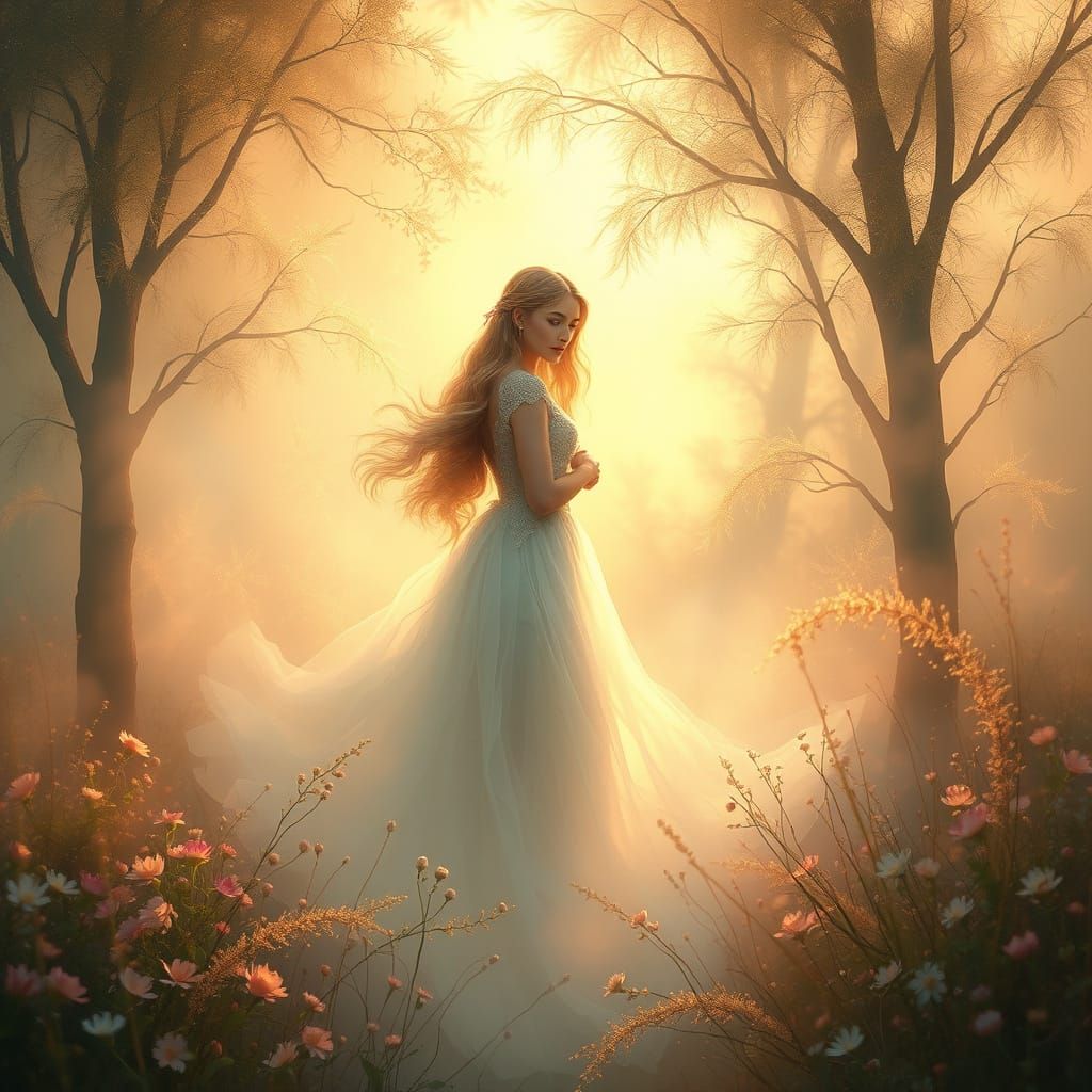 Dreamy Maiden in Iridescent Hush