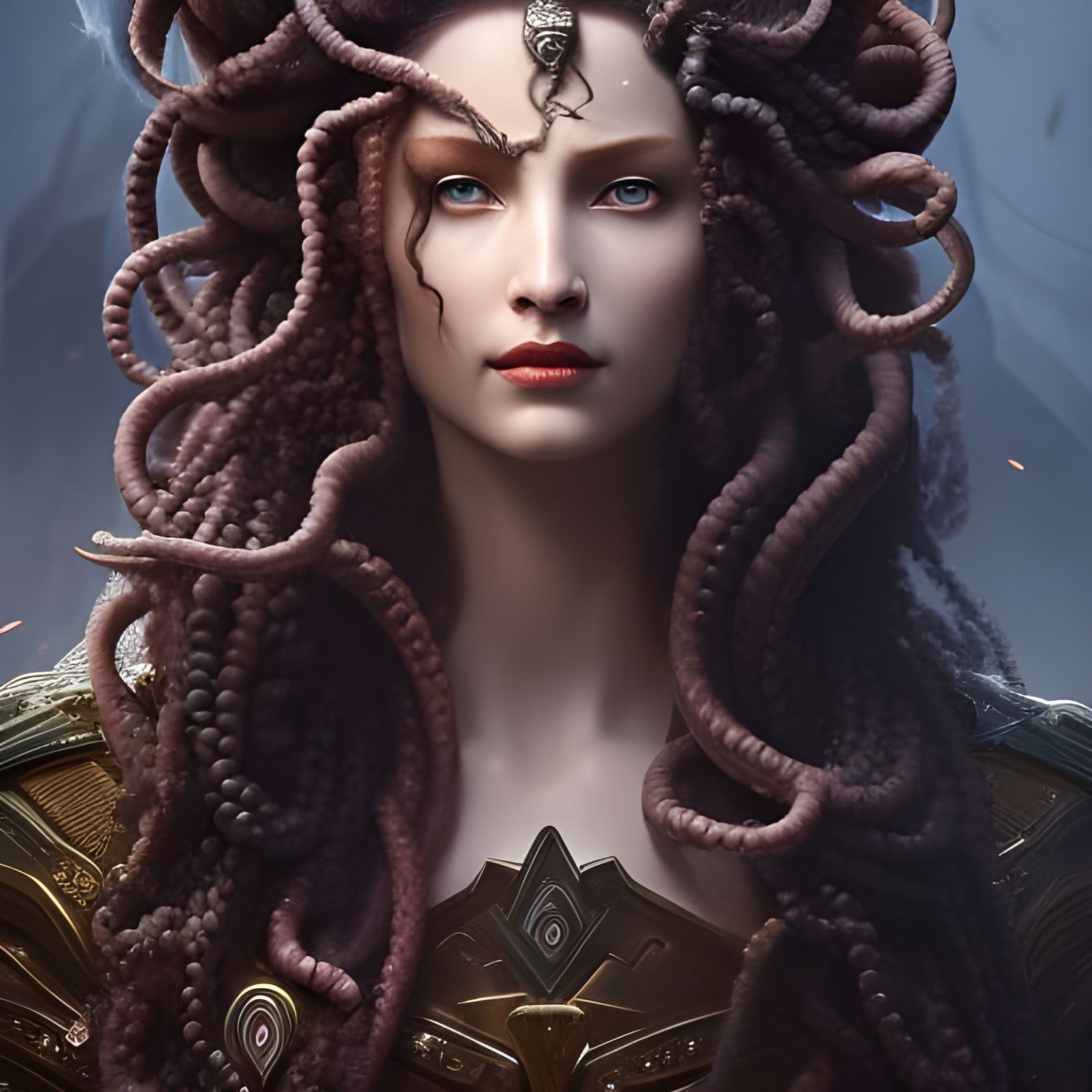 Menacing Medusa Portrait in Dark Fantasy Style