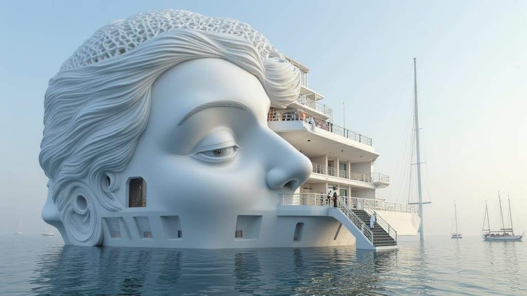 Colossal Ship Sculpted into Woman's Face: A Syd Mead-Inspire...