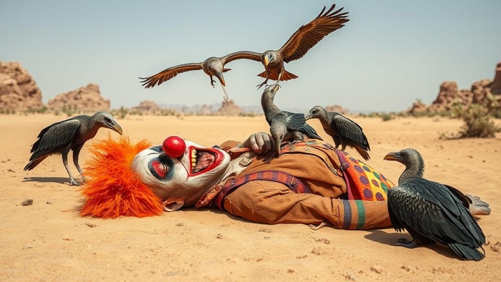 Decomposing Zombie Clown's Desert Feast