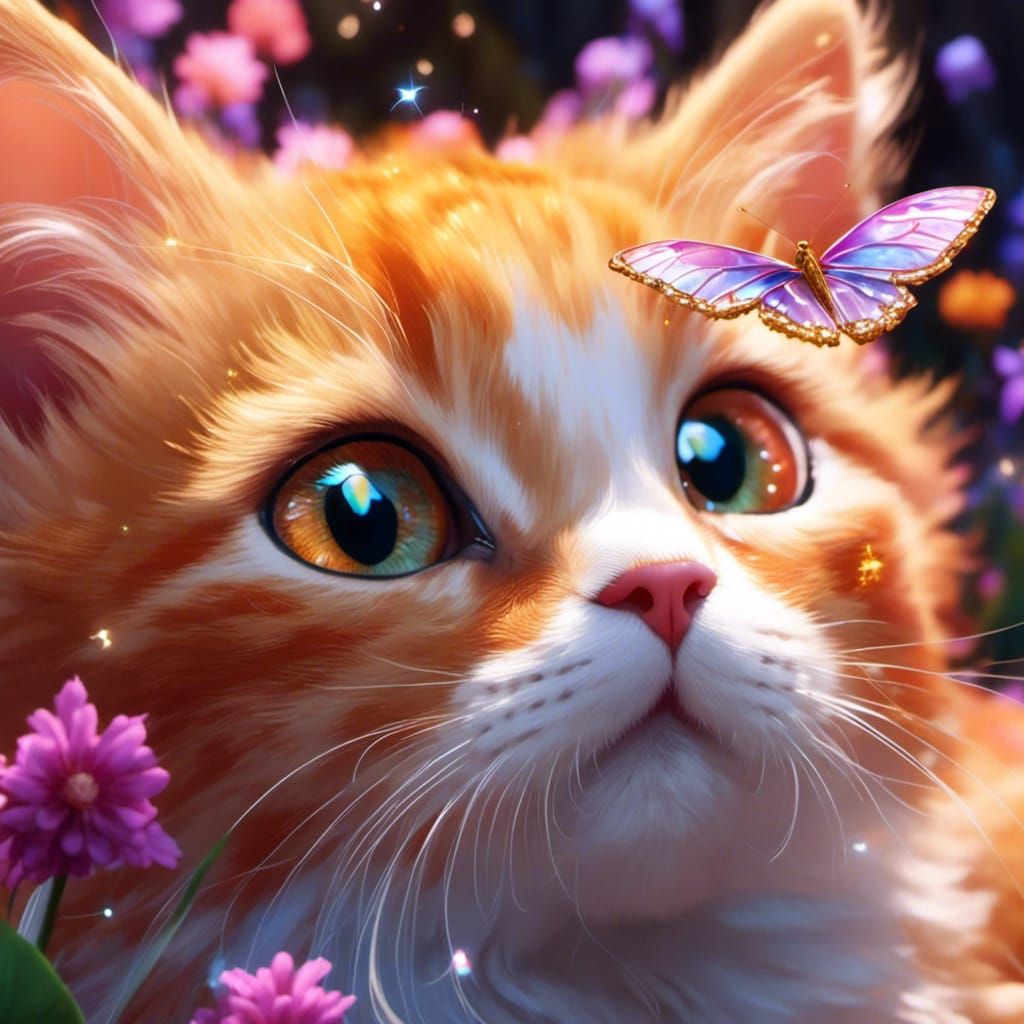 Crystal Butterfly on Orange Tabby Kitten