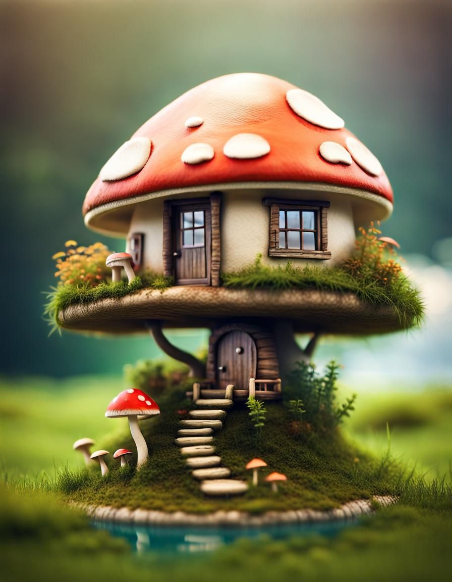 Mushroom House on Floating Island: Tilt-Shift