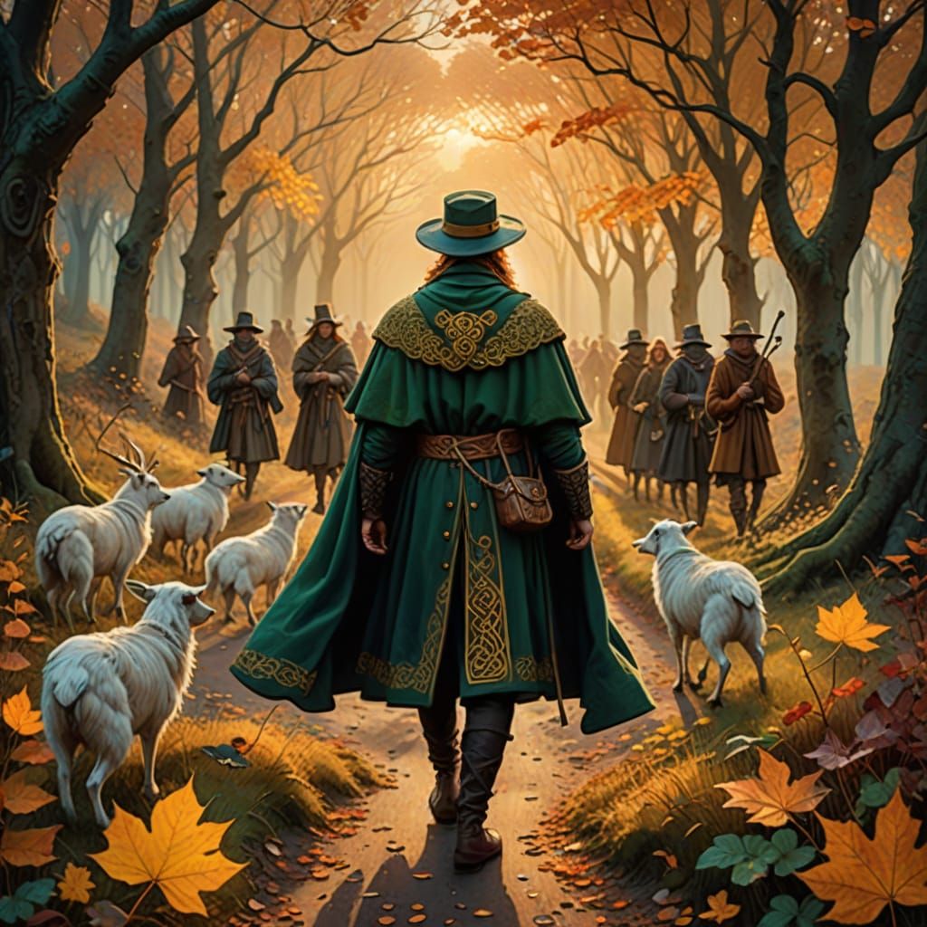 Whimsical Irish Pied Piper in Enchanted Realism