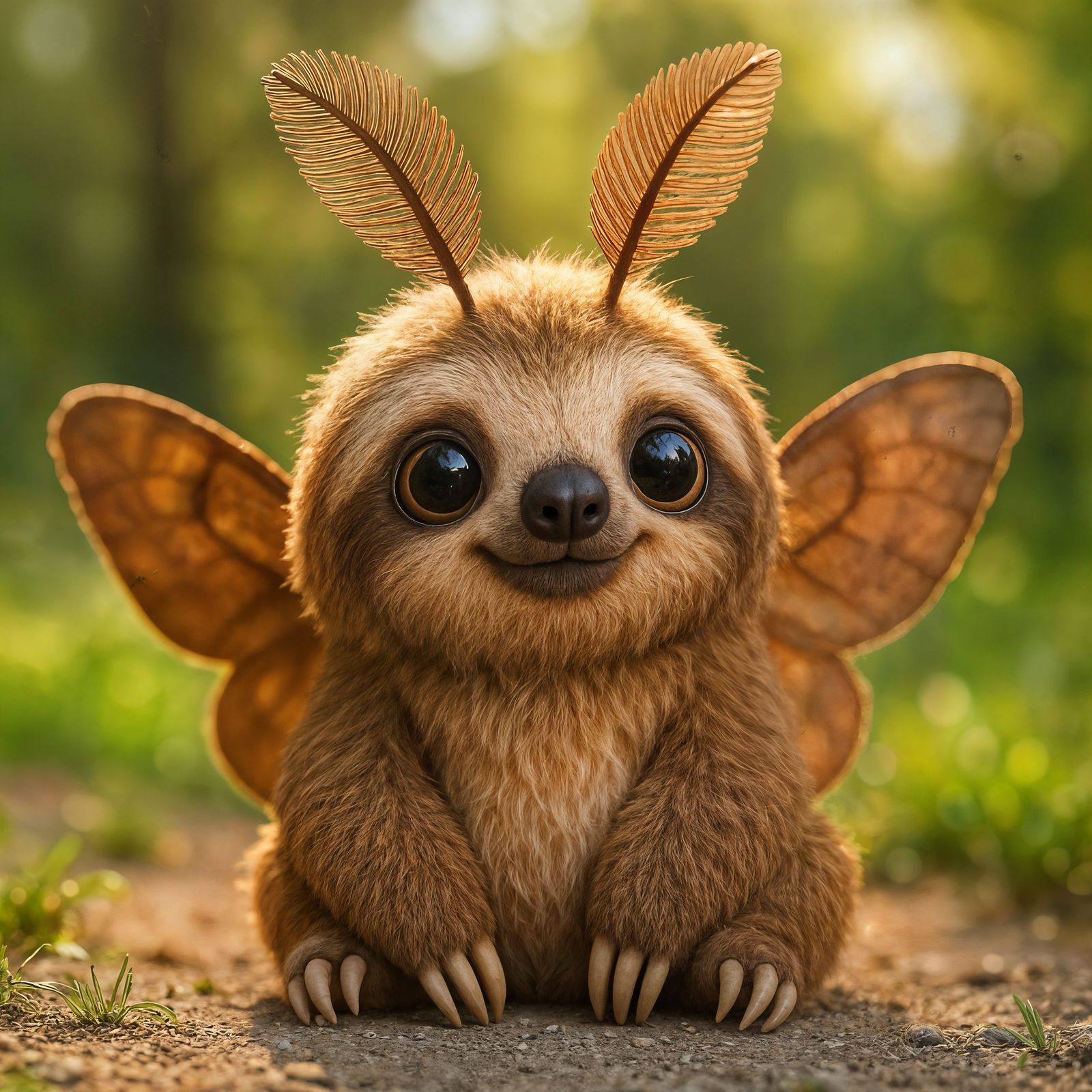 Adorable Cartoon Moth Sloth Hybrid in CGI