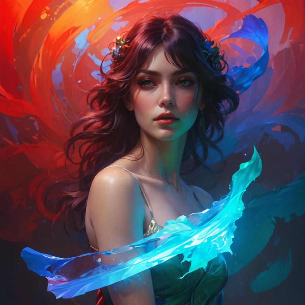 Colorful Detailed Portrait in Dynamic Lighting