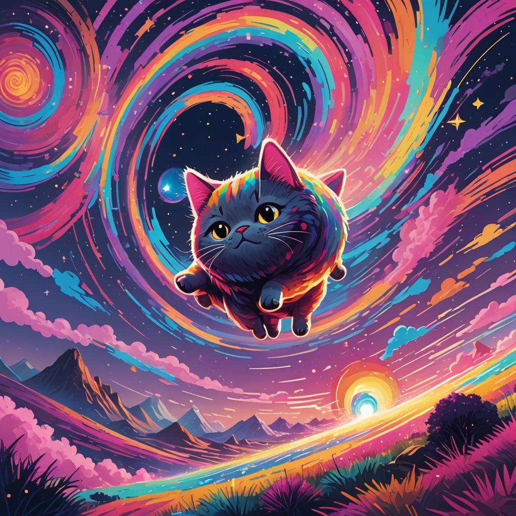 Nyan Cat in Psychedelic Rainbow Vortex