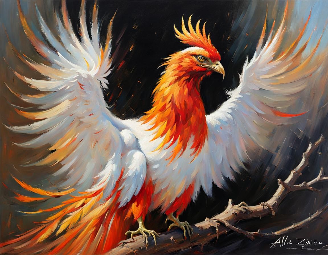 Ethereal Phoenix Rising: Alla Prima Oil Painting