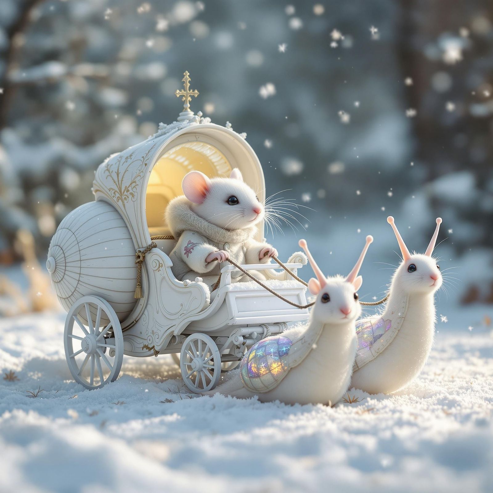 Whimsical Winter Wonderland of Snails and Carriage