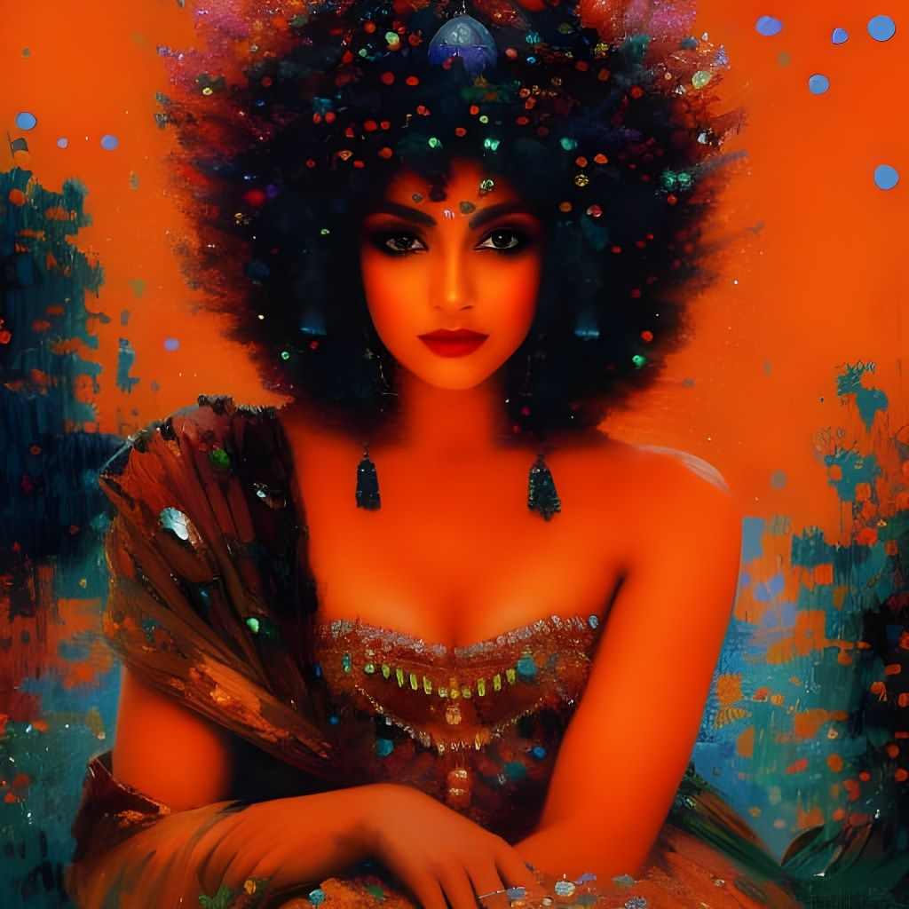 Princess in Orange, Pointillism Pop Art Style