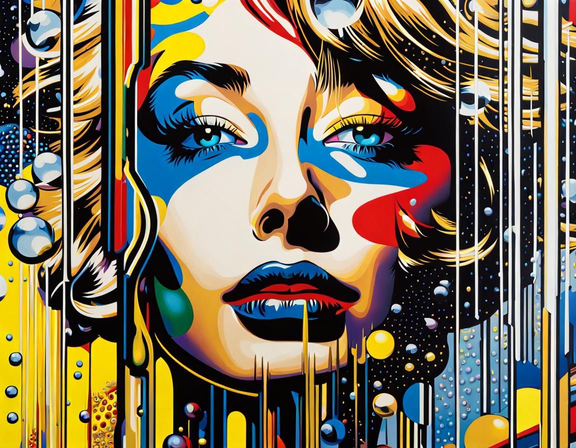 Pop Art Microscopic World: Lichtenstein Double Exposure