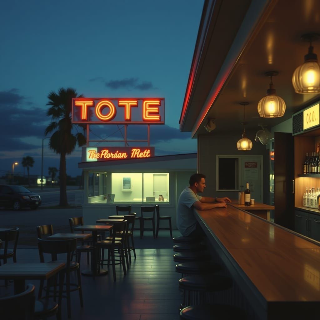 Desolate Motel Bar: Inspired by Hopper's Nighthawks