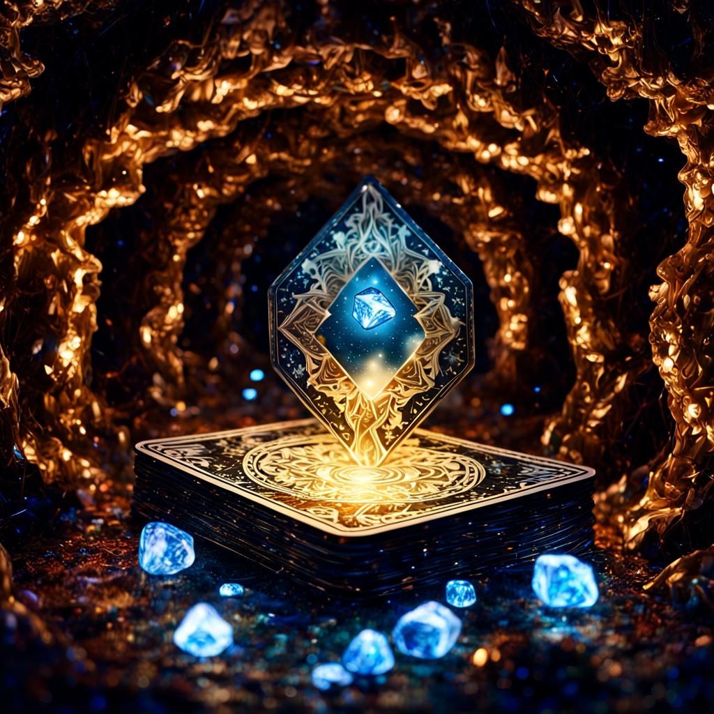 Gremlin Tarot Cards in Bioluminescent Crystal Cave