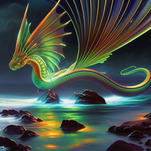 Glowing Sea Serpent in Fantasy Portrait Art