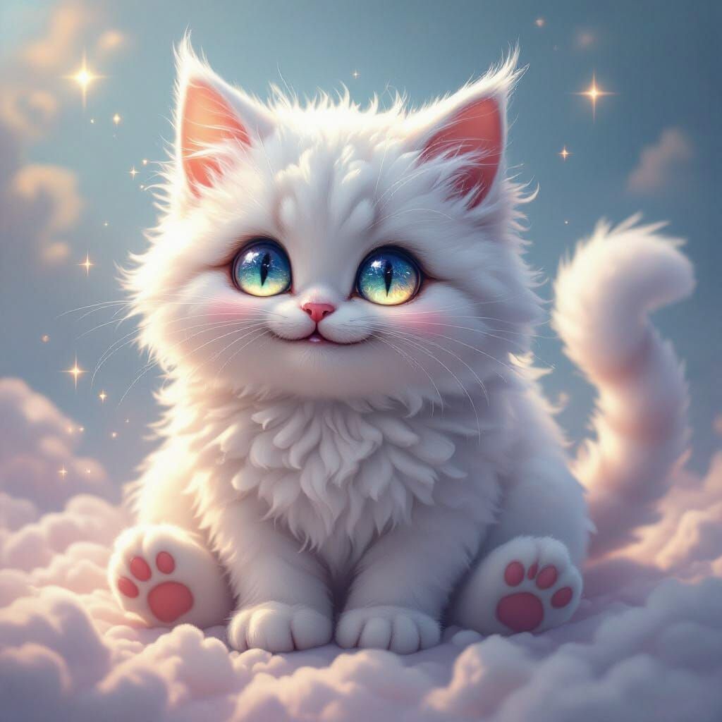 Cloud Cat in Dreamscape: Surreal Fantasy Art