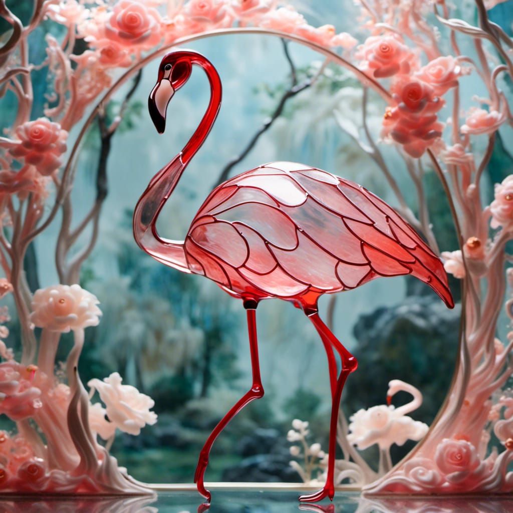Stained Glass Flamingo: A Vibrant Art Piece