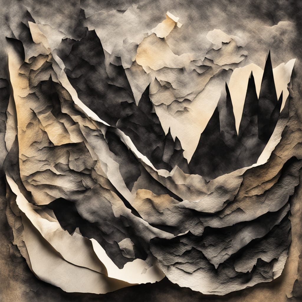 Surreal Paper Landscape with Abstract Figures