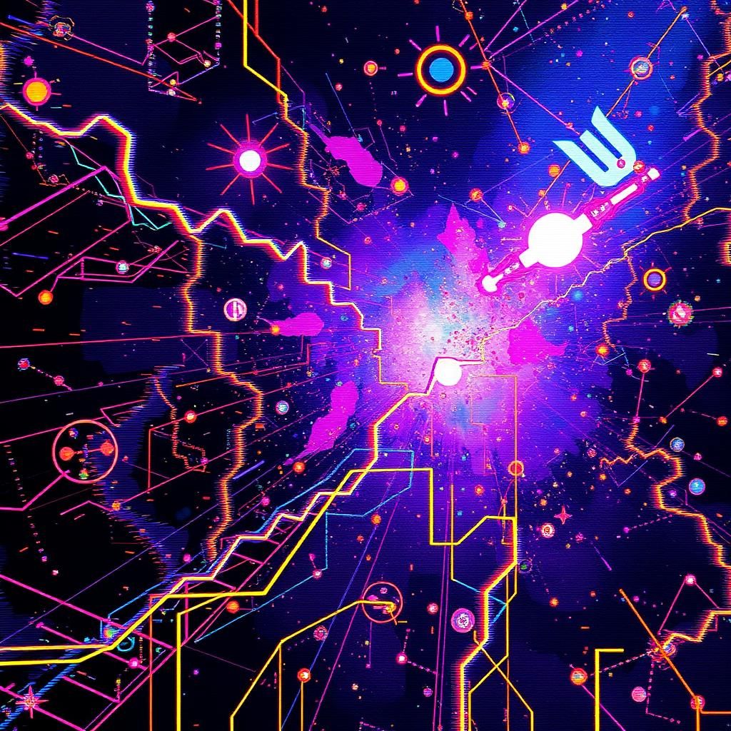 Maximalist Abstract Constellation with Glitch Effects