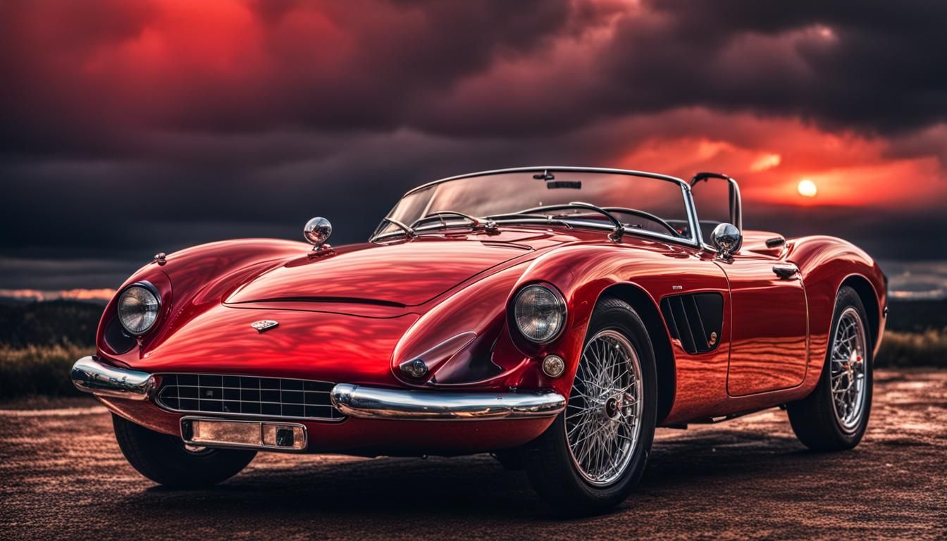 Hyperrealistic Red Barchetta Car in Cinematic Shot