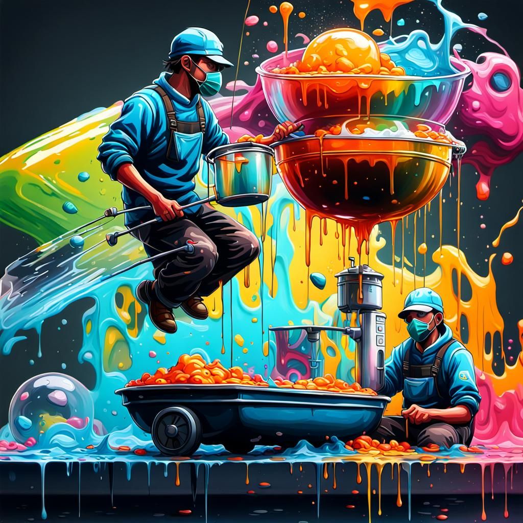 Transparent Ship in Pot: Graffiti Art Style