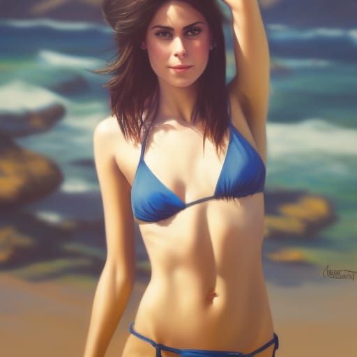 Lena Meyer-Landrut Beach Oil Painting by James Gurney