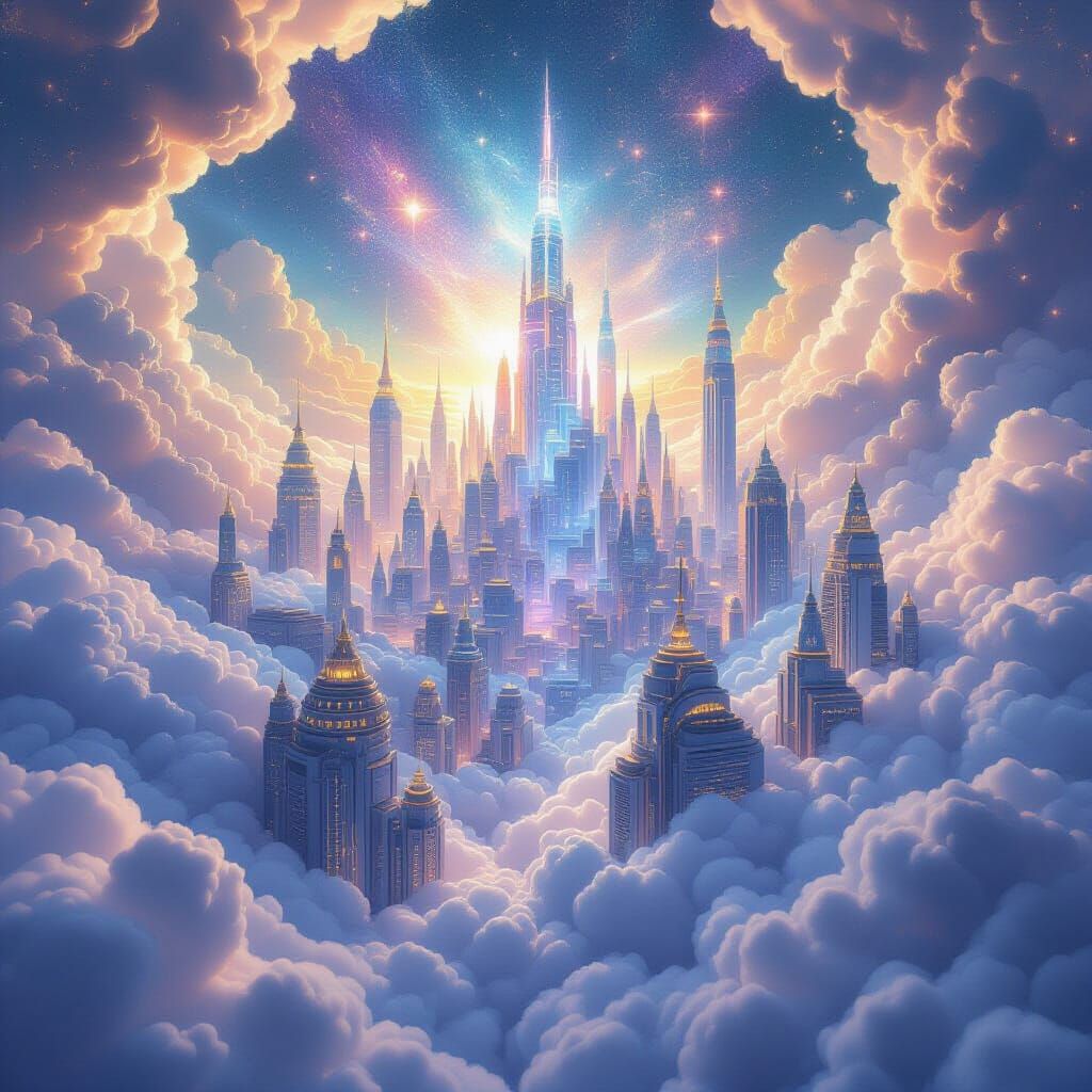 Ethereal Cloud City in Astral Cosmic Style