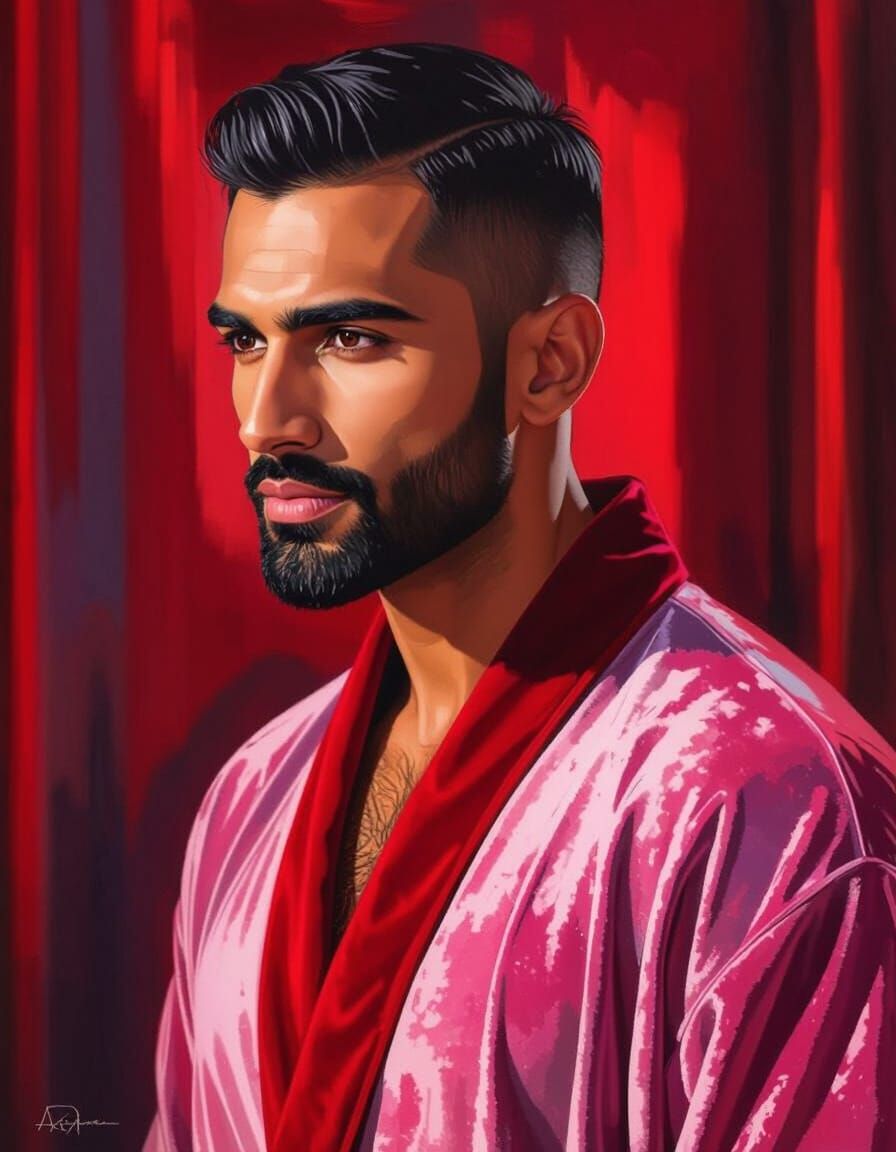 Handsome Man in Velvet Robe, Impressionist Portrait