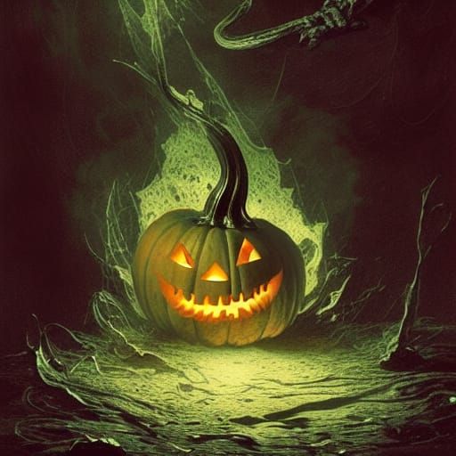 Ectoplasmic Pumpkin in Expressionist Digital Art