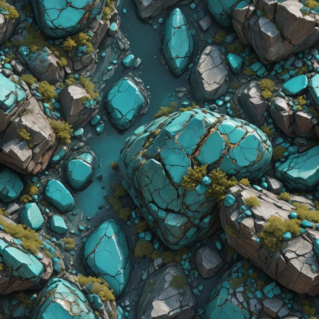 Detailed Turquoise Stone Fantasy Concept Art