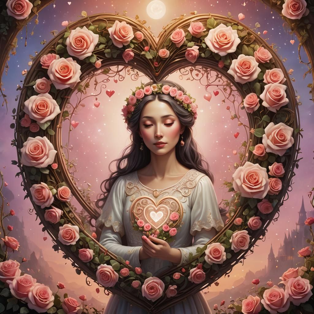 Mother and Child in Luminous Baroque Fairyland