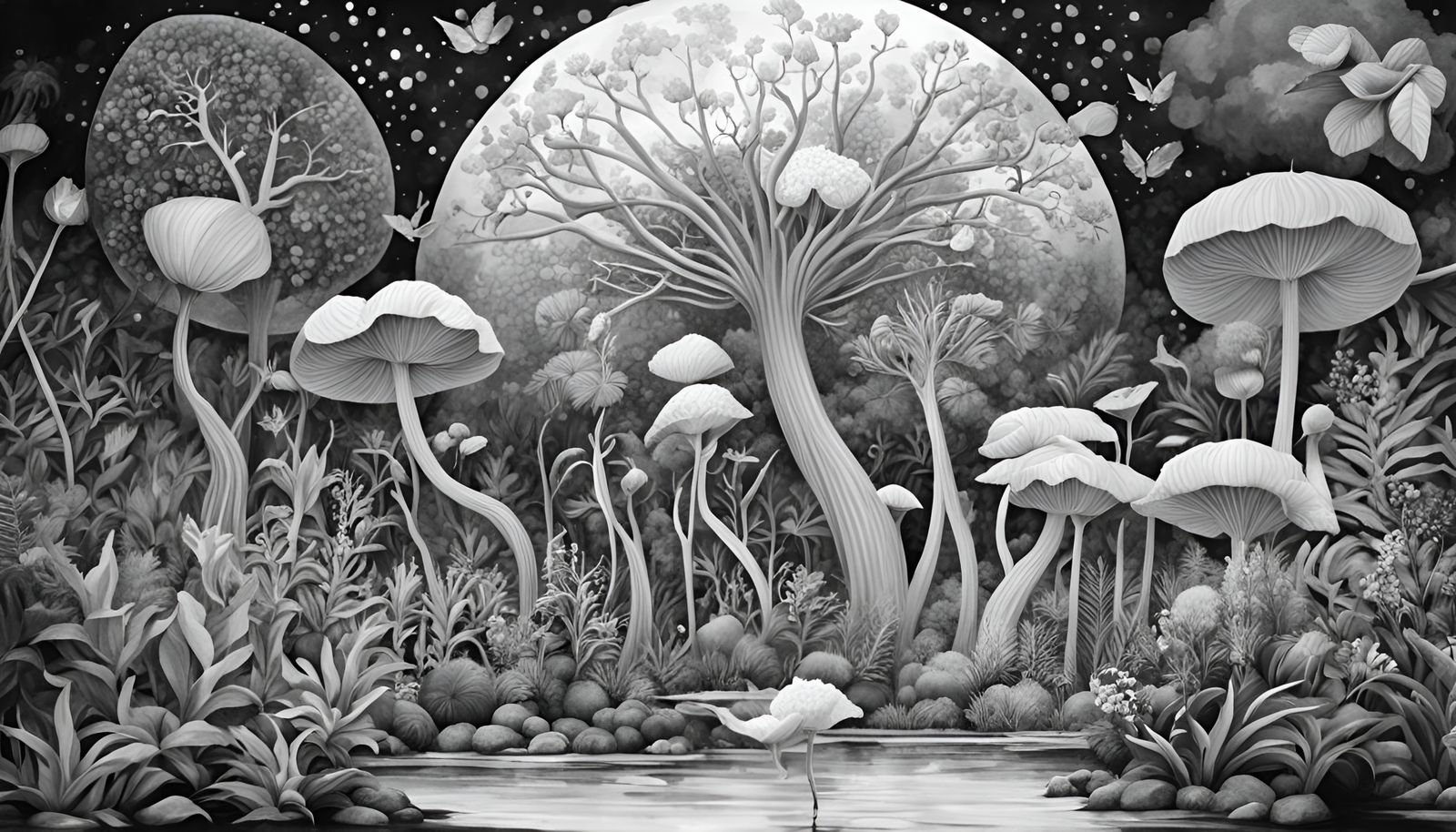 Botanical Garden of Eden in Detailed Ink Drawings